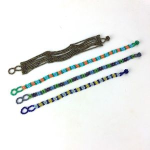 4 beaded bracelets/anklets